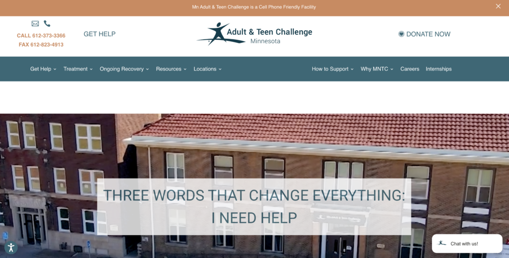 MN Teen Challenge website screenshot