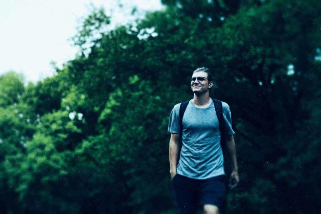 young man hiking