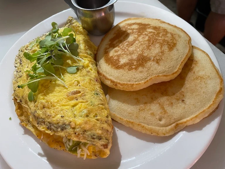 omelet and pancakes